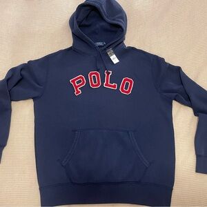 Polo Ralph Lauren Men's Navy Hoodie with Embroidered Spell-out